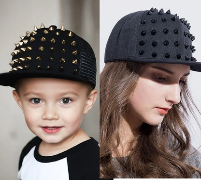BASEBALL CAPS FOR BOTH Men Women Boys Girls Punk Studded Baseball Hip-Hop Hat Adjustable Snapback Spike Rivet Stud Cap