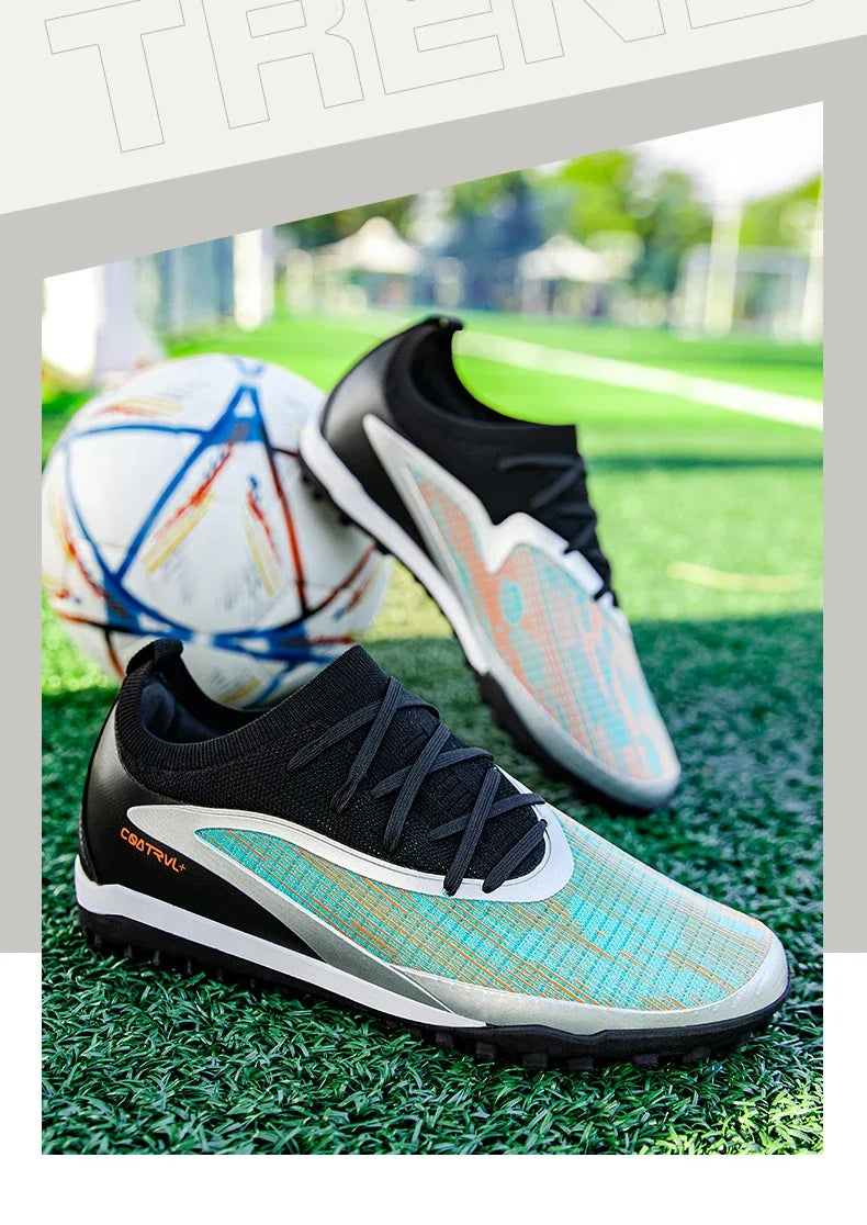 Chuteiras de futebol novas para homem, com pitons para exterior, respiráveis, adulto, antiderrapantes, calçado de futebol desportivo, pitons longos, treino, rapaz, jogo, confortáveis