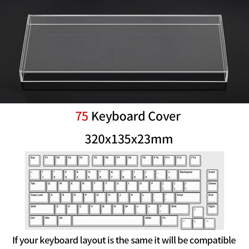 Funda protectora transparente de acrílico para teclado mecánico, cubierta antipolvo para teclado de 60/61/64 96 98 104/108 teclas, funda para ratón y teclado