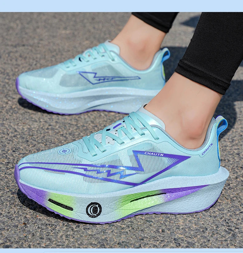 Men Running Shoes Specialty Carbon Plate Sports Marathon Breathable Lightweight Women Comfortable Nonskid Chunta Sneakers