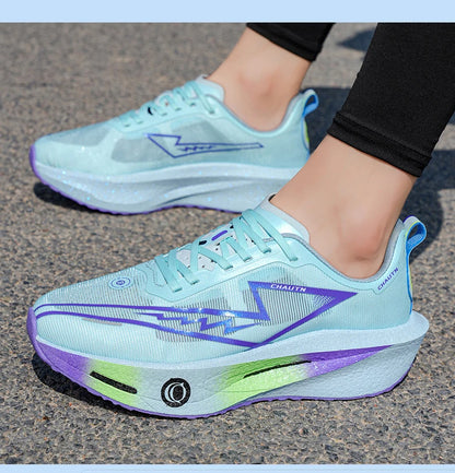 Men Running Shoes Specialty Carbon Plate Sports Marathon Breathable Lightweight Women Comfortable Nonskid Chunta Sneakers