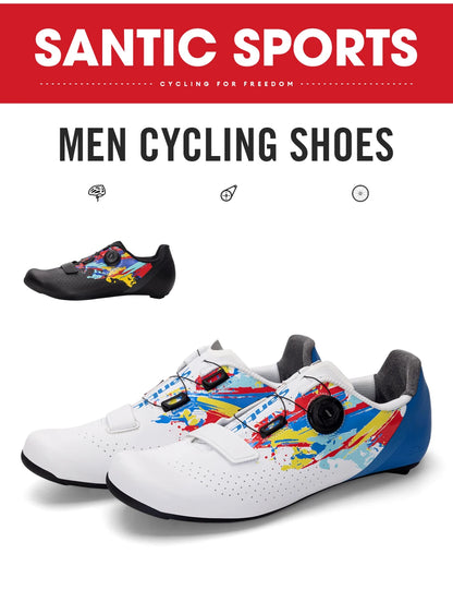 Santic men's cycling shoes 2025 new glass fiber nylon sole outdoor pro road racing shoes auto-lock road riding bicycle sneakers