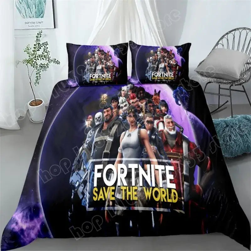 Fortnite Bedding Set 3pcs 3D Printed Bedroom Bed Linens Game Cartoon Decorative Bedding Duvet Cover Pillowcase Birthday Gift