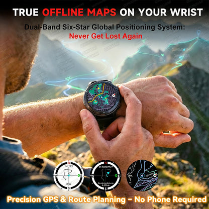 New GPS Offline Maps Smart Watch Men Memory 3D Menu Styles TWS MP3&MP4 Player 1.43"AMOLED Compass Sport Swim Waterproof Bracelet