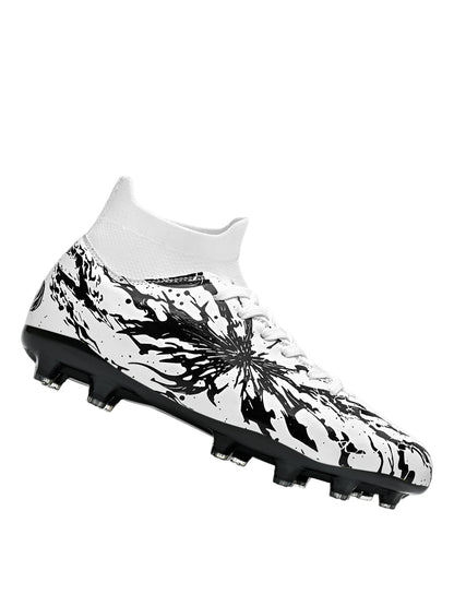 Chaussures de football FG pour hommes adultes, crampons pour terrain ferme, semelle respirante en PU résistante à l'usure pour l'entraînement et la compétition de football sur pelouse en plein air