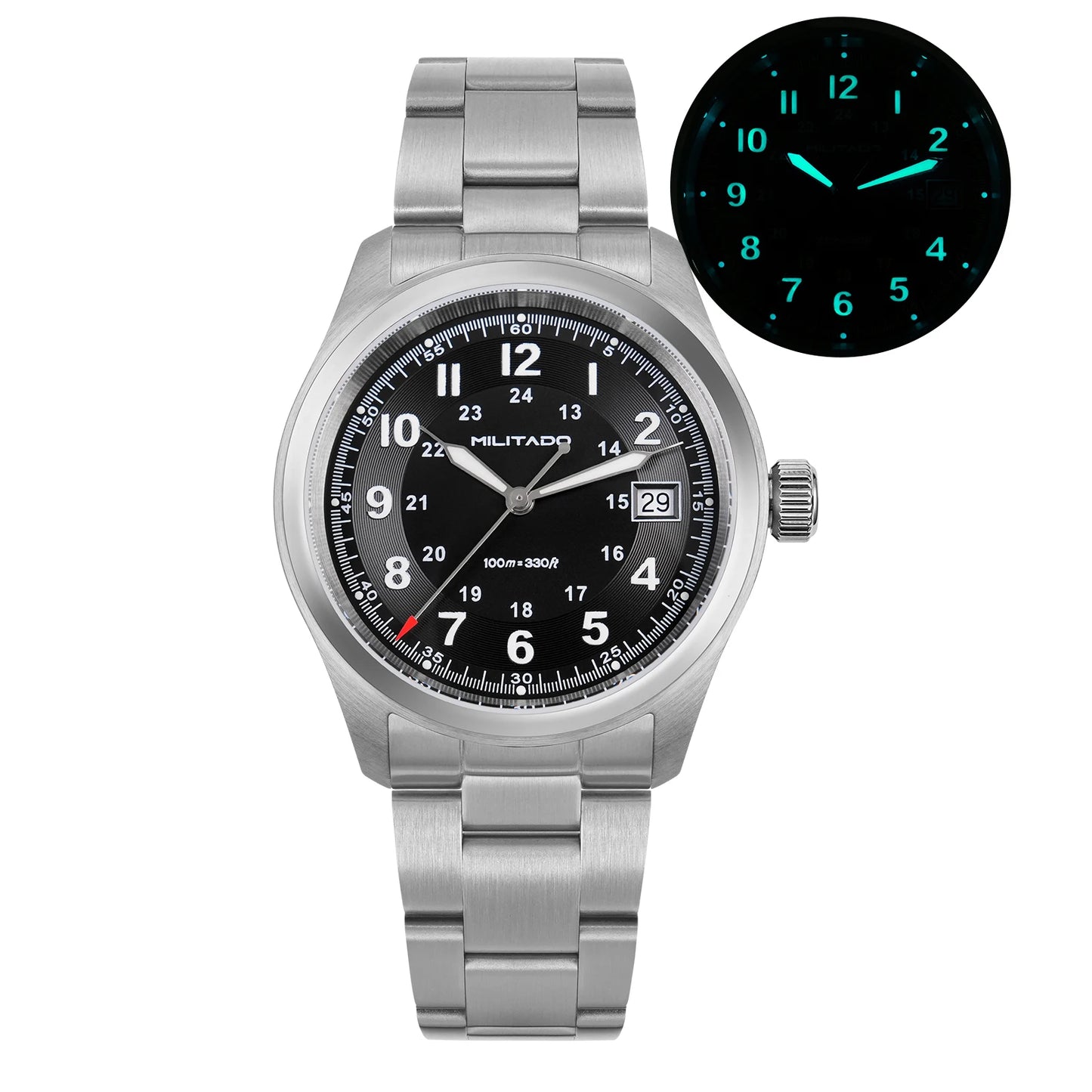 Militado ML08 Quartz Watch Ronda 515/VH31 Movement Domed Sapphire Wristwatch BGW9 Luminous 10Bar Waterproof 38mm Vintage Watches