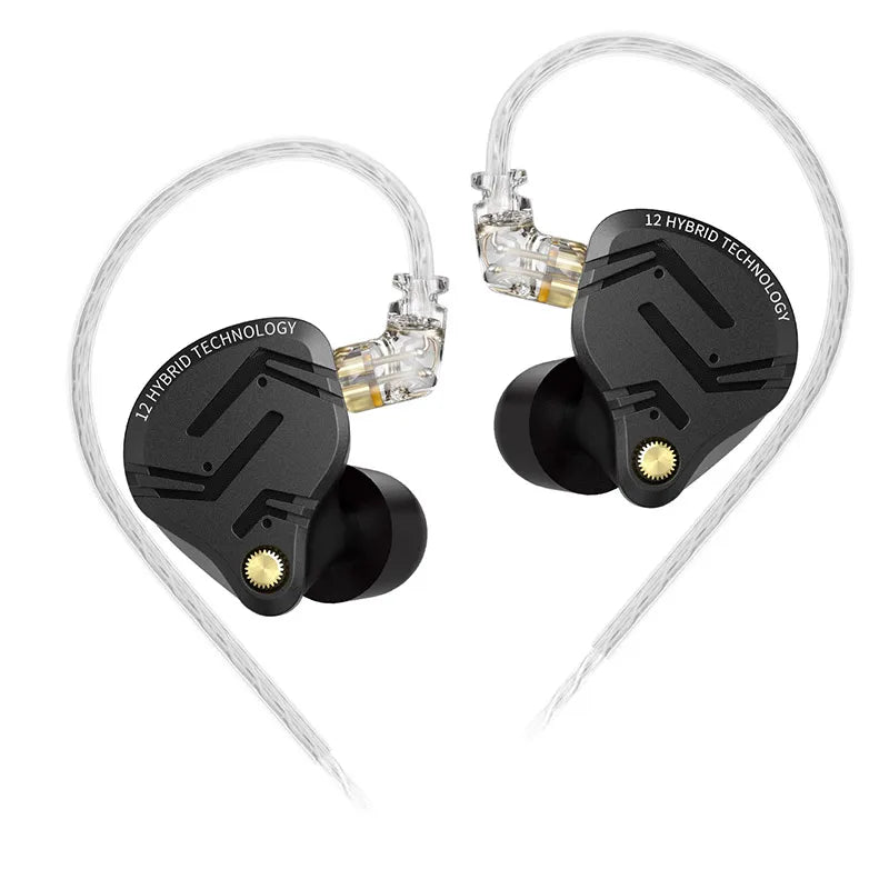 Auricolari IEM KZ ZS12 PRO X con tecnologia ibrida dinamica e armatura bilanciata, upgrade HiFi bassi, cuffie in-ear con cavo tuning