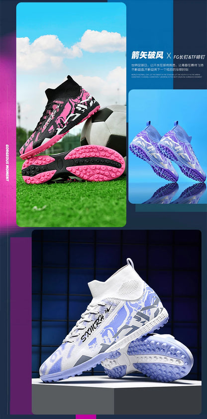 Double Star Men's High-Top TF Turf Football Boots, Youth & Student Edition, Adult & Kids, Professional Match & Training Soccer Shoes