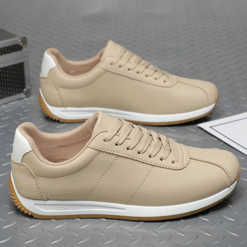 Leisure Running Summer Fashion Anti-Slip Mountaineering PU Leather Sports Shoes, Tennis Trend, Hot Selling Men’s White Flat Shoes