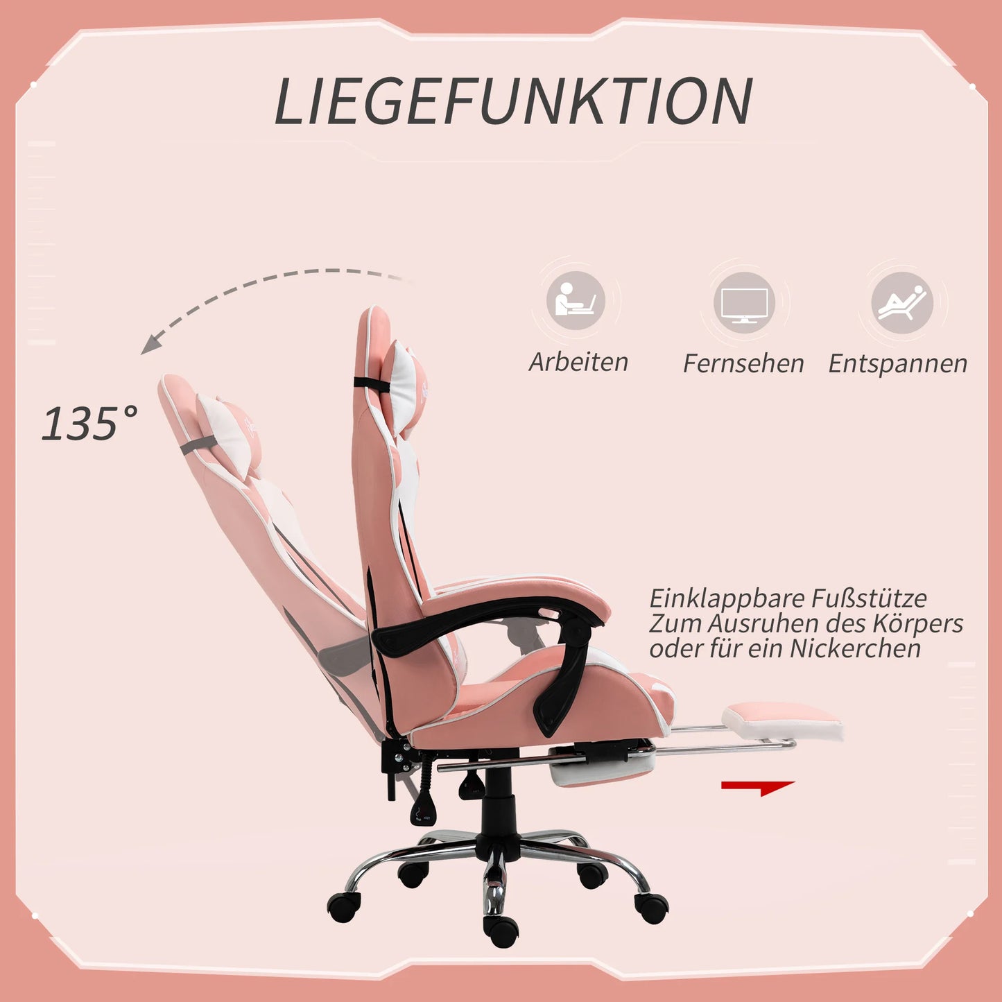 Ergonomic Gaming Chair with Footrest, Massage Lumbar Support, Headrest, Adjustable Swivel Computer Office Chair for Gaming & Work