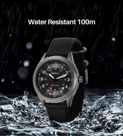 BERNY Titanium Automatic Men's Field Watches Date Sapphire Super Luminous Sports Easy Read Outdoor 10ATM Mechanical Watch