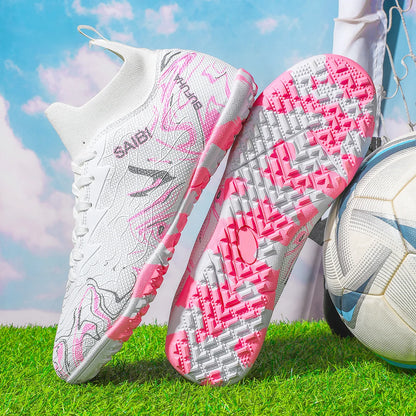 Chaussures de football TF pour adultes, économiques, en tissu PU mélangé, crampons en caoutchouc durables, antidérapantes, pour les passionnés de football amateur.