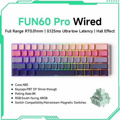 Akko MonsGeek FUN60 PRO&MAX HE Mechanical Keyboard Magnetic Switch 60% Gaming Keyboard Rapid Trigger 8K Custom Keyboard