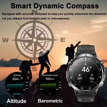 2026 Novo Smartwatch Militar TANK X3 para Homem, Bateria 1000mAh, 10ATM À Prova de Água para Natação, Percurso GPS, Ecrã AMOLED HD de 1.75", Chamadas e Desporto