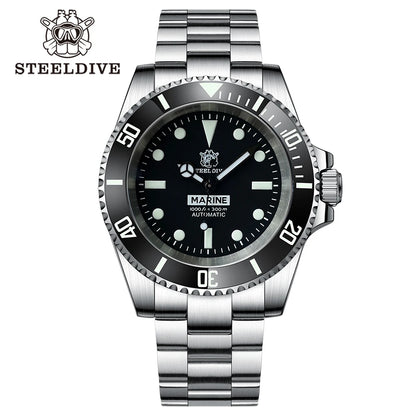 STEELDIVE SD1954 Black Dial 41MM Stainless Steel NH35 Automatic Movement What Ghost Mens 300M Dive Watch  Sapphire Glass
