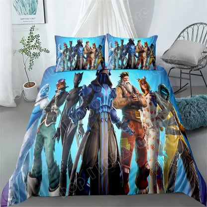 Fortnite Bedding Set 3pcs 3D Printed Bedroom Bed Linens Game Cartoon Decorative Bedding Duvet Cover Pillowcase Birthday Gift
