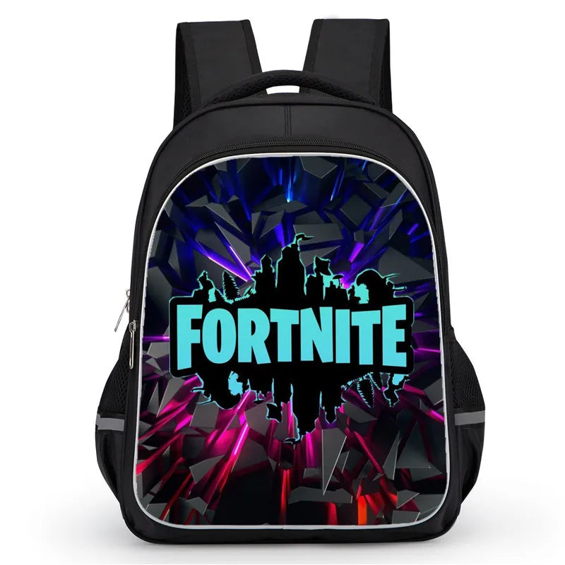16 Inch Fortnite Cartoon Backpack Unisex for Boys and Girls with Dual Zippers Large Capacity Lightweight Student Backpack