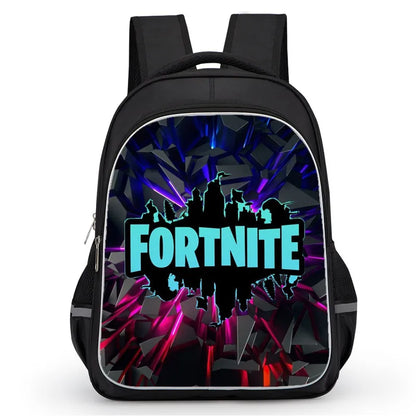 16 Inch Fortnite Cartoon Backpack Unisex for Boys and Girls with Dual Zippers Large Capacity Lightweight Student Backpack