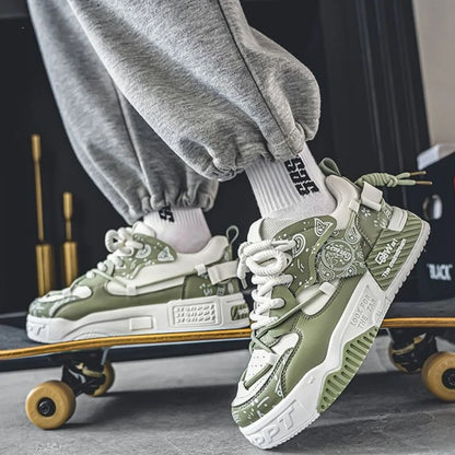 Fashion Skate Shoes Men's Sneakers Breathable Running Shoes Outdoor Mesh Casual Shoes Men's Lace-Up Vulcanized Shoes Zapatillas