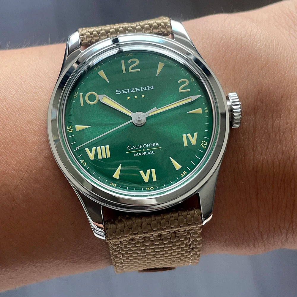 Classic Retro Arrow Pilot Watch Male Mens WWII 12 Mechanical Satch Manual Hand Wind Luminous Stain Steel Merkur 38mm Case