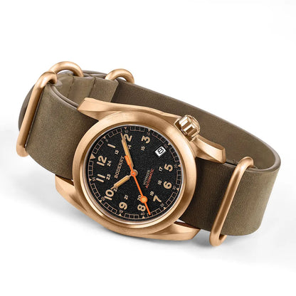 Relógio masculino Boderry Field Watches VOYAGER, caixa em bronze, mecânico automático, 100M impermeável, estilo militar, marca de topo