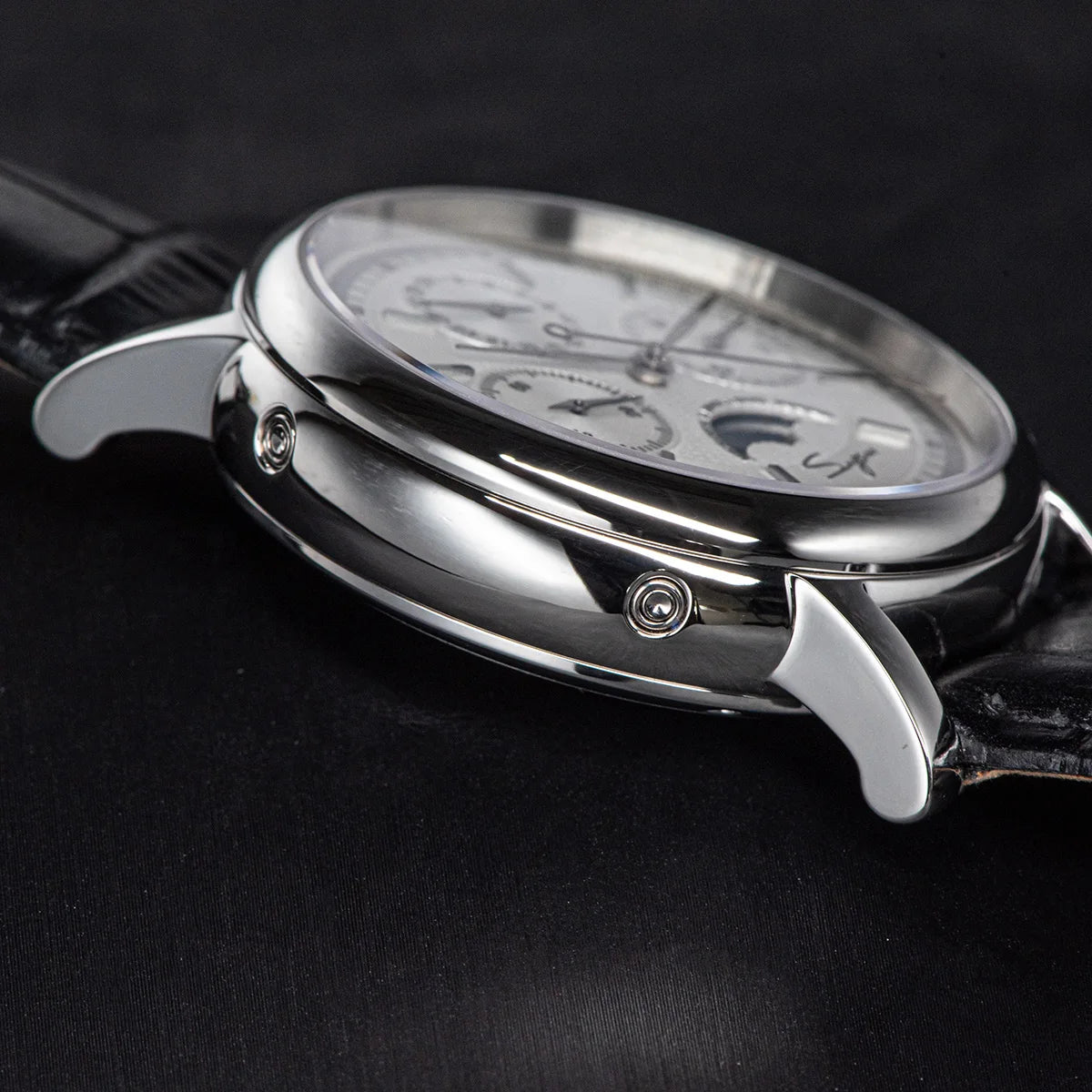 Sugess Men Watch ST1908 Swanneck Movement Mechanical Chronograph Wristwatch Genuine Moonphase Calendar Vintage Leather NEW 2023