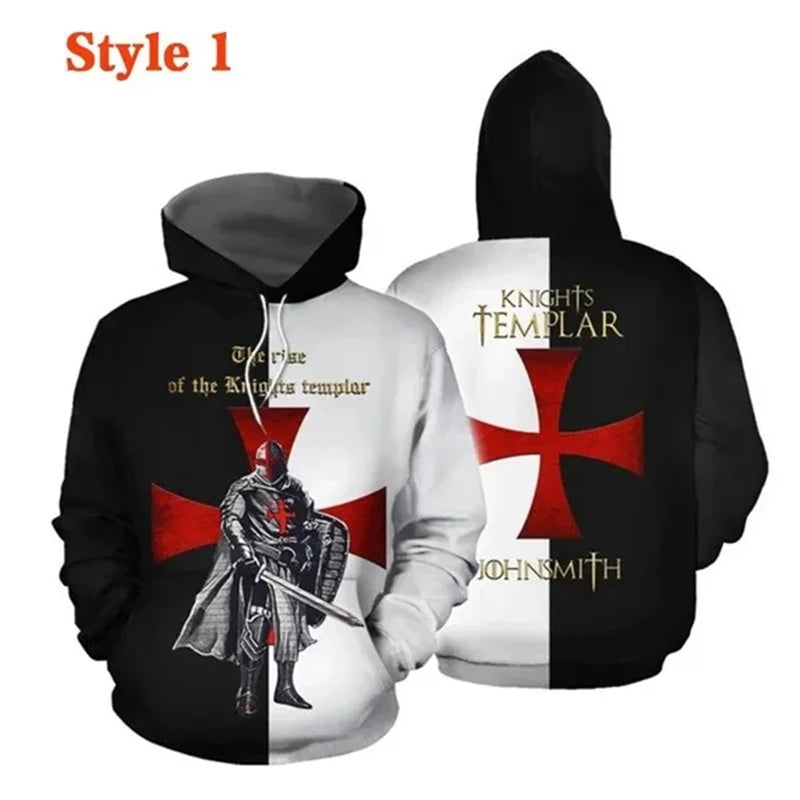 Knight Templar Men's Hoodie Sweatshirt 3D Printed Men Women Casual Hooded Sweatshirts Pullover Hip Hop Harajuku Streetwear Tops