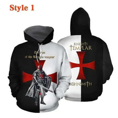 Knight Templar Men's Hoodie Sweatshirt 3D Printed Men Women Casual Hooded Sweatshirts Pullover Hip Hop Harajuku Streetwear Tops