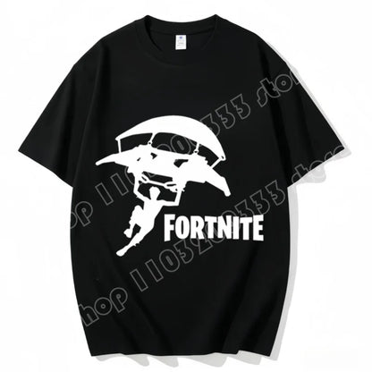 T-shirt Fortnite de gola redonda, unissexo para adulto, moda de dança do jogo, novo, em algodão puro, manga curta, perfeito para uso casual e férias