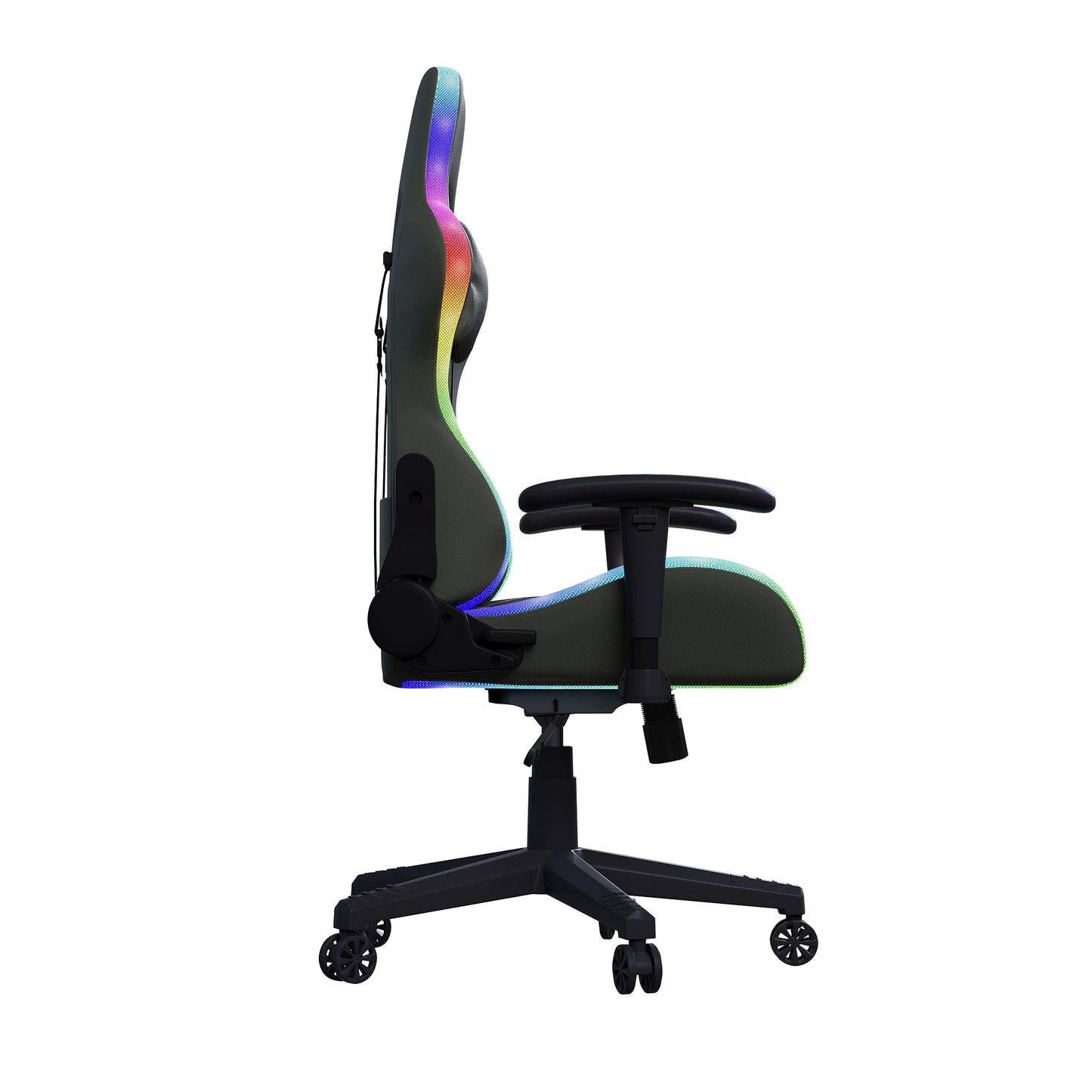 Ergonomic Office Chair with Lumbar Massage, LED RGB Ambient Lighting, and Reclining Backrest, for Home Offices