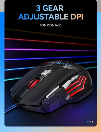 1 rato gaming USB Hyperspeed novo para PC, retroiluminado RGB, rato gaming ergonómico 7D para esports, com fios, para portátil e PC gamer