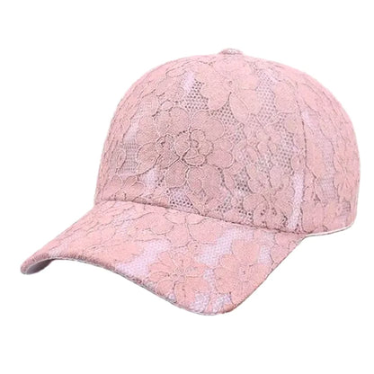 Baseballkappen für Damen im Prinzessinnen-Stil mit Spitzenstickerei und Blumenmuster aus Netzstoff für Frühling und Sommer – atmungsaktive Snapback-Kappen für junge Damen BQ091