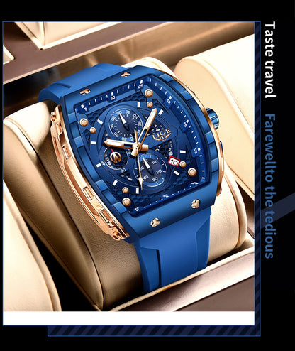 Relógio de Homem LIGE — Moda de Luxo, Impermeável, Bracelete em Silicone, Quartzo, Luminoso, Desportivo, Data Automática e Cronógrafo Simples