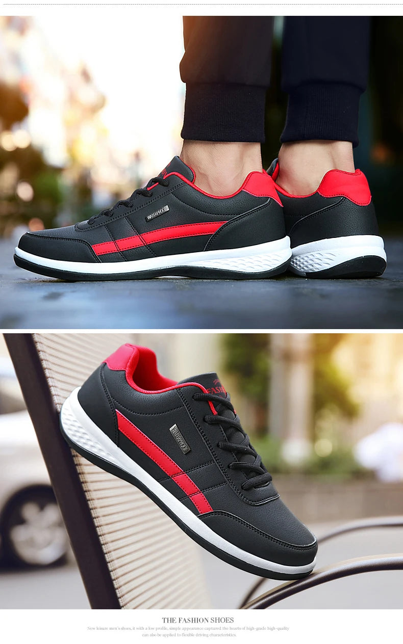 Sapatos para Homem YRZL Primavera Outono Impermeáveis, Ténis de Caminhada em Pele para Lazer e Desporto Masculino, Calçado Antiderrapante para Homem