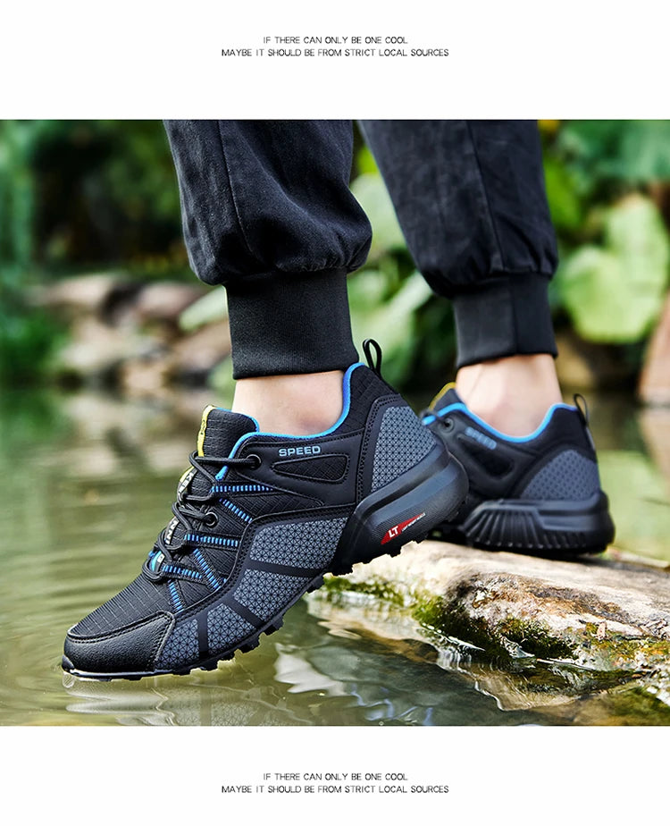 Sapatos de Caminhada para Homem Todo-o-Terreno, Calçado Desportivo Outdoor em Malha Respirável, Antiderrapante e Resistente ao Desgaste, Sapatos de Caminhada e Ciclismo Outdoor