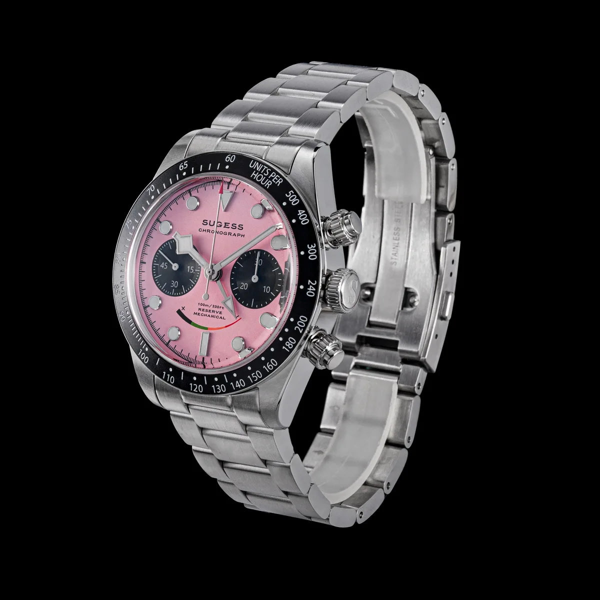 Sugess Chronograph Watch for Mens ST1907 Movement Mechanical Sapphire Crystal Wristwatches Waterproof Pilot Air Force Clock S475