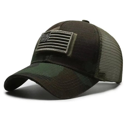 American Flag Camouflage Sticker Embroidered Baseball Cap Net Hat Men Outdoor Velcro Cap