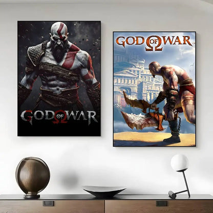 Classic pop God of War Ragnarok poster art HD canvas advanced aesthetic Printing Paper Wall Art for Living Room Home Decor