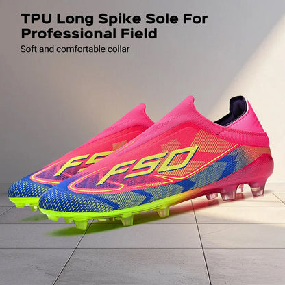 Anti-Slip AG/FG Soccer Boots, TPU Shock Absorption Sole, Durable PU Fabric Upper, Teen Boys and Girls Professional Field Sneakers