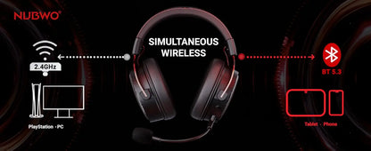 NUBWO G07 Wireless Gaming Headset for PC, PS4, PS Gaming Headphones with Fixed Mic 2.4GHz Ultra-Low Latency Noise Cancelling MIC