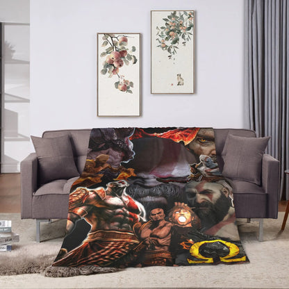 God of War Game Gamers Kratos Blanket Quality Super Soft  Throw Blanket Spring Decorative Couch Chair Sofa Bed Pattern Bedspread