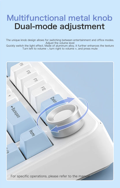 75% Hot Swap Gaming Keyboard Wireless FREEWOL F75 RGB Mechanical Keyboard with Metal Knobs AULA F75 Same Model, Tri-Mode, 4000 mAh