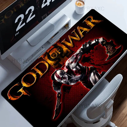 Large Size Mouse Pad God of War Gaming Accessories Keyboard Mausepad Computer Pc Gamer Cabinet Deskmat Anime Rubber HYBXAXC XXL