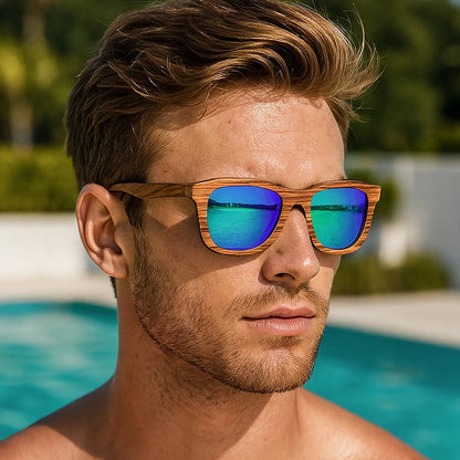 JUNCTURE Fashion Bamboo Wood Vintage Square Sunglasses Men Women Luxury Brand Designer Sun Glasses Wooden Driving UV400 Eyewear
