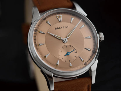 Baltany Men Automatic Watch 38.5mm Pilot Manual Winding Mechanical Wristwatch Sapphire 5ATM Small Second Dial ST1701 ST1700
