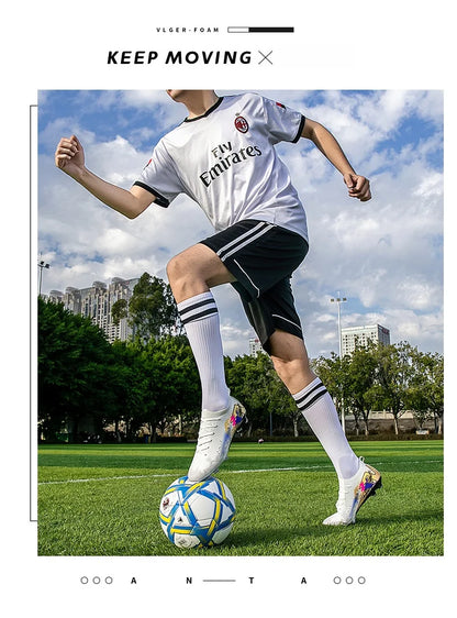 New Men Football Boots Cleats Non-Slip Match Ultralight Soccer FG Training Shoes Soccer Shoes Long Spikes Outdoor Drop Shipping.