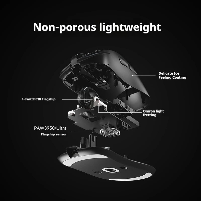 Mouse gaming wireless ATK Z1 Pro Max Ultra con piedini personalizzati, PAW3950, Ultra Smart Speed Wireless, polling rate 8k, latenza ridotta 0.39ms