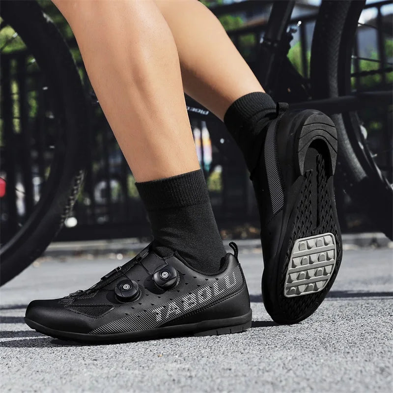 Lock-Free Cycling Shoes, Flat Pedal Shoes for Men, Bike Cleat Sneakers, MTB Bicycle Biking Shoes for Women, Breathable Indoor Boots