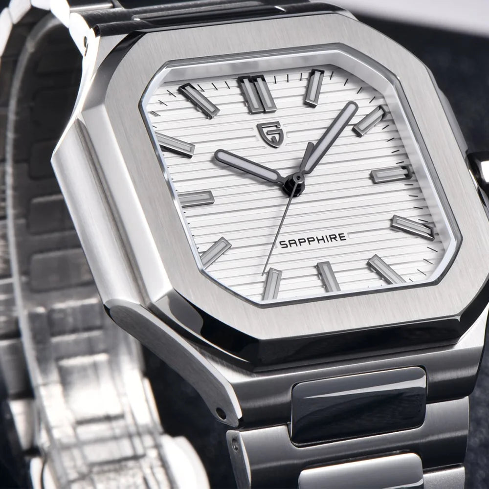 PAGANI DESIGN New V2 Orologio da uomo quadrato al quarzo, marchio di lusso premium, sportivo, impermeabile, in zaffiro e acciaio inossidabile