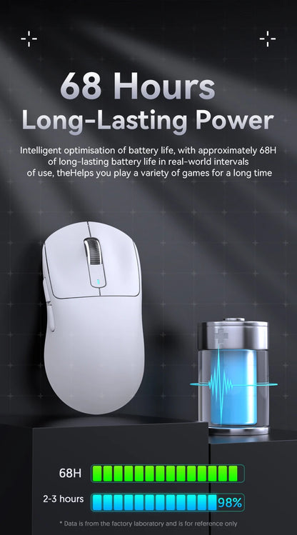 Mouse gaming wireless ATTACK SHARK X3/X3PRO 4K/8K, 26K DPI, tri-mode (cablato/2.4GHz/BT5.2), leggero, sensore PAW3395 per gamer